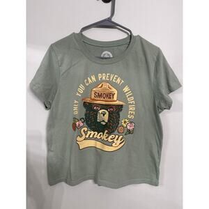 Smokey Bear Graphic Tee Only You Can Prevent Wildfires Green Size XL